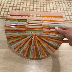 Cult Gaia Pink Acrylic Ark Clutch Handbag